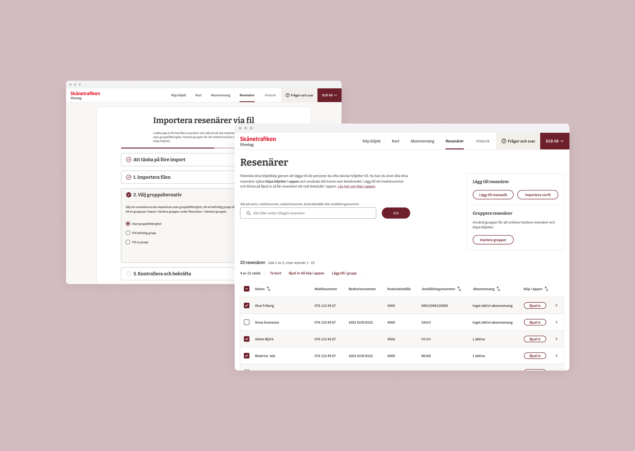 Skånetrafiken / Bulk traveler management for B2B