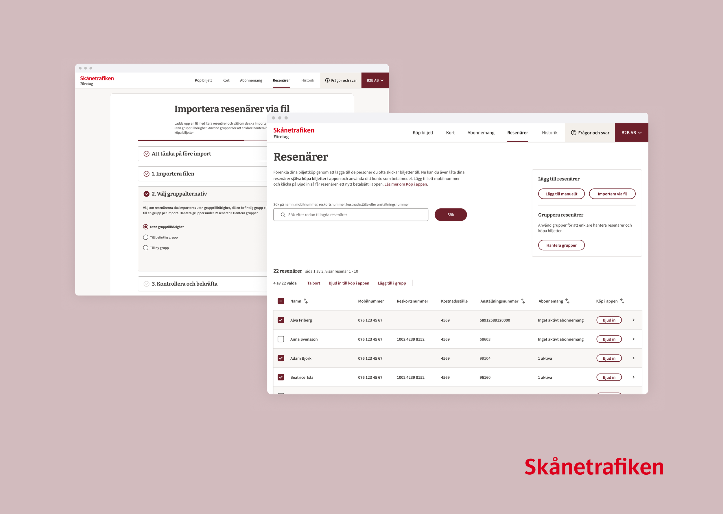 Skånetrafiken / Bulk traveler management for B2B
