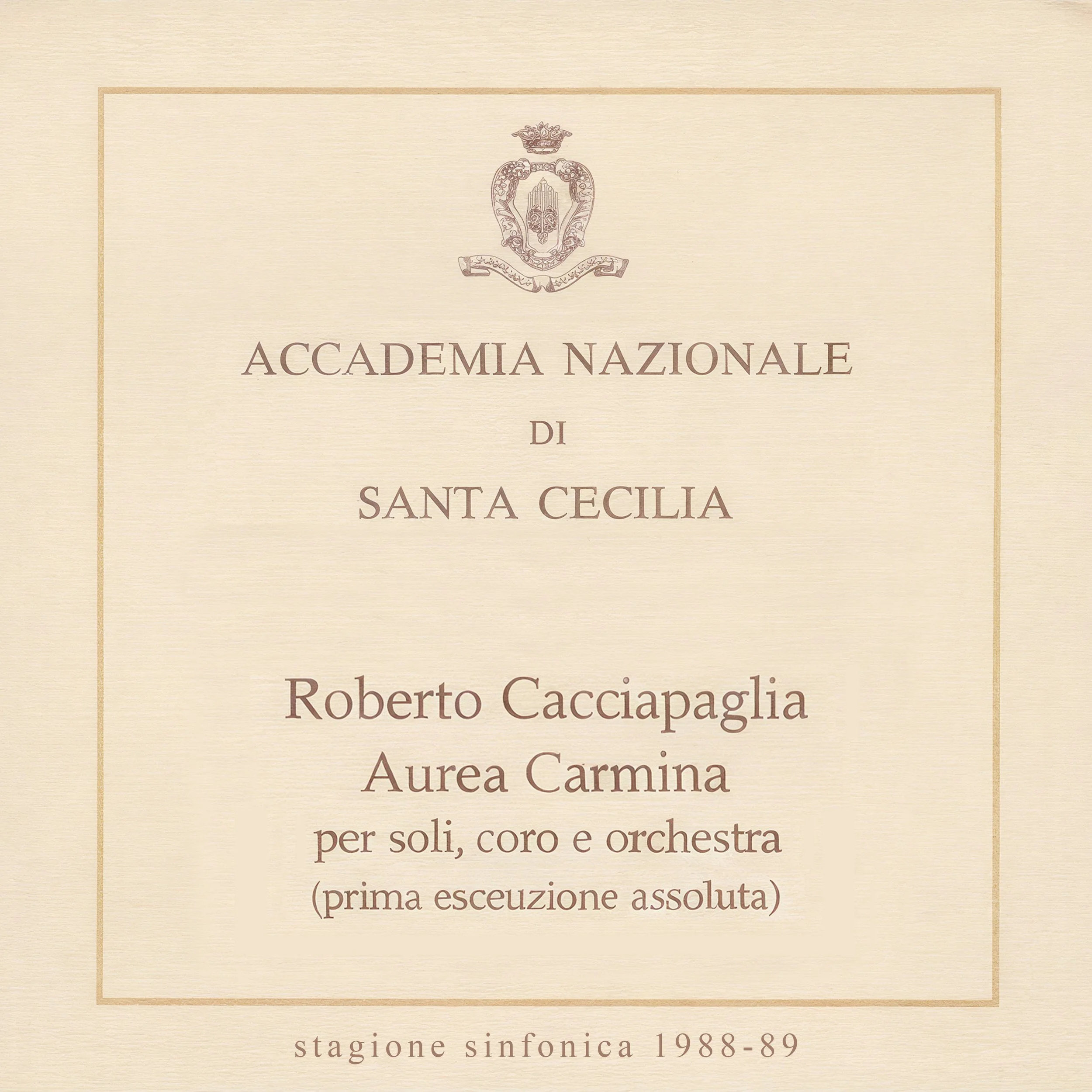 Aurea Carmina | Accademia di Santa Cecilia, Roma 1988