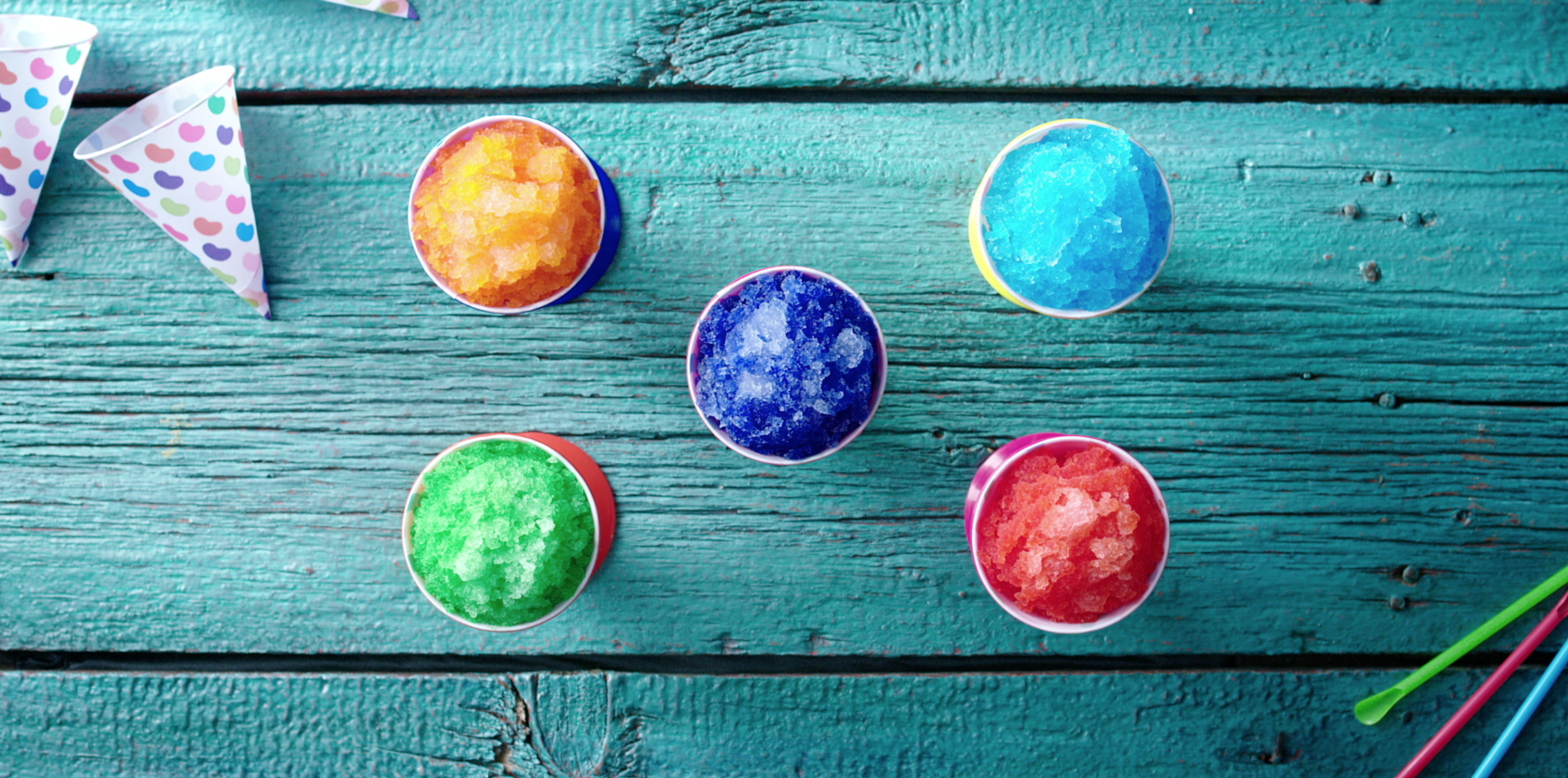 Kitchen Stuff Plus commercial food photography featuring colourful snow cones