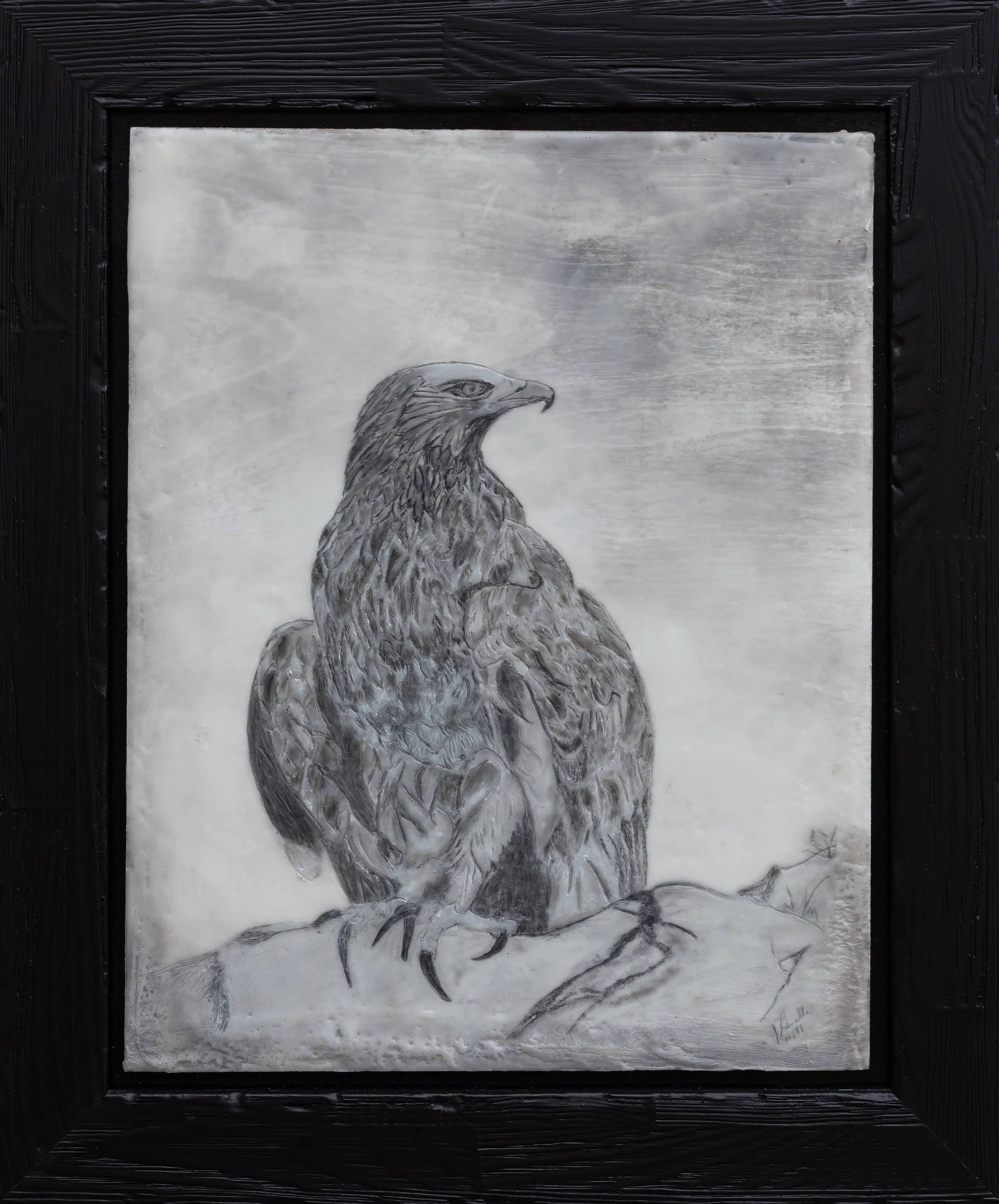 Majestic Eagle Encaustic Art - Framed Masterpiece
