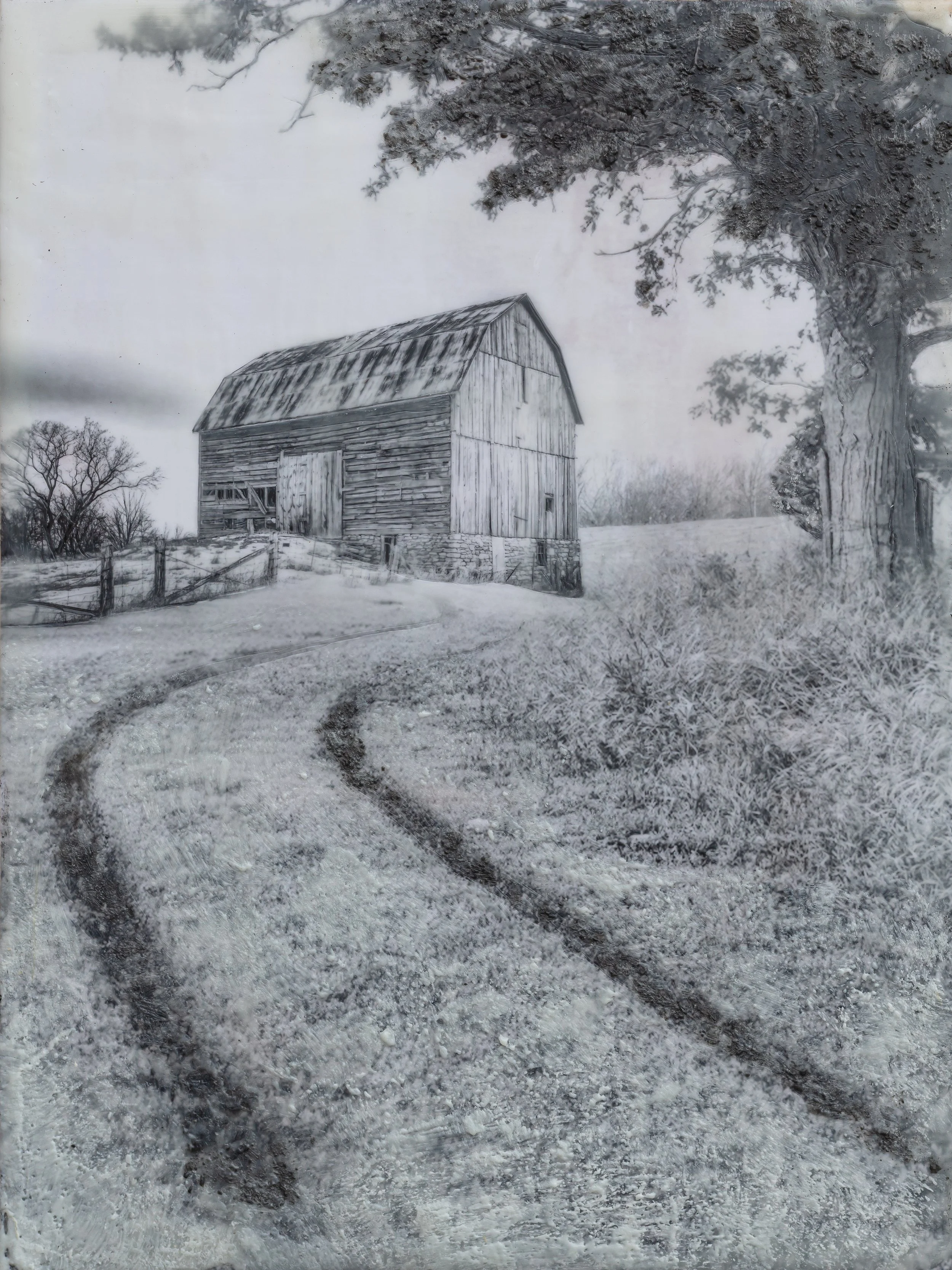 Quiet Path: 12 x 16 Encaustic Art
