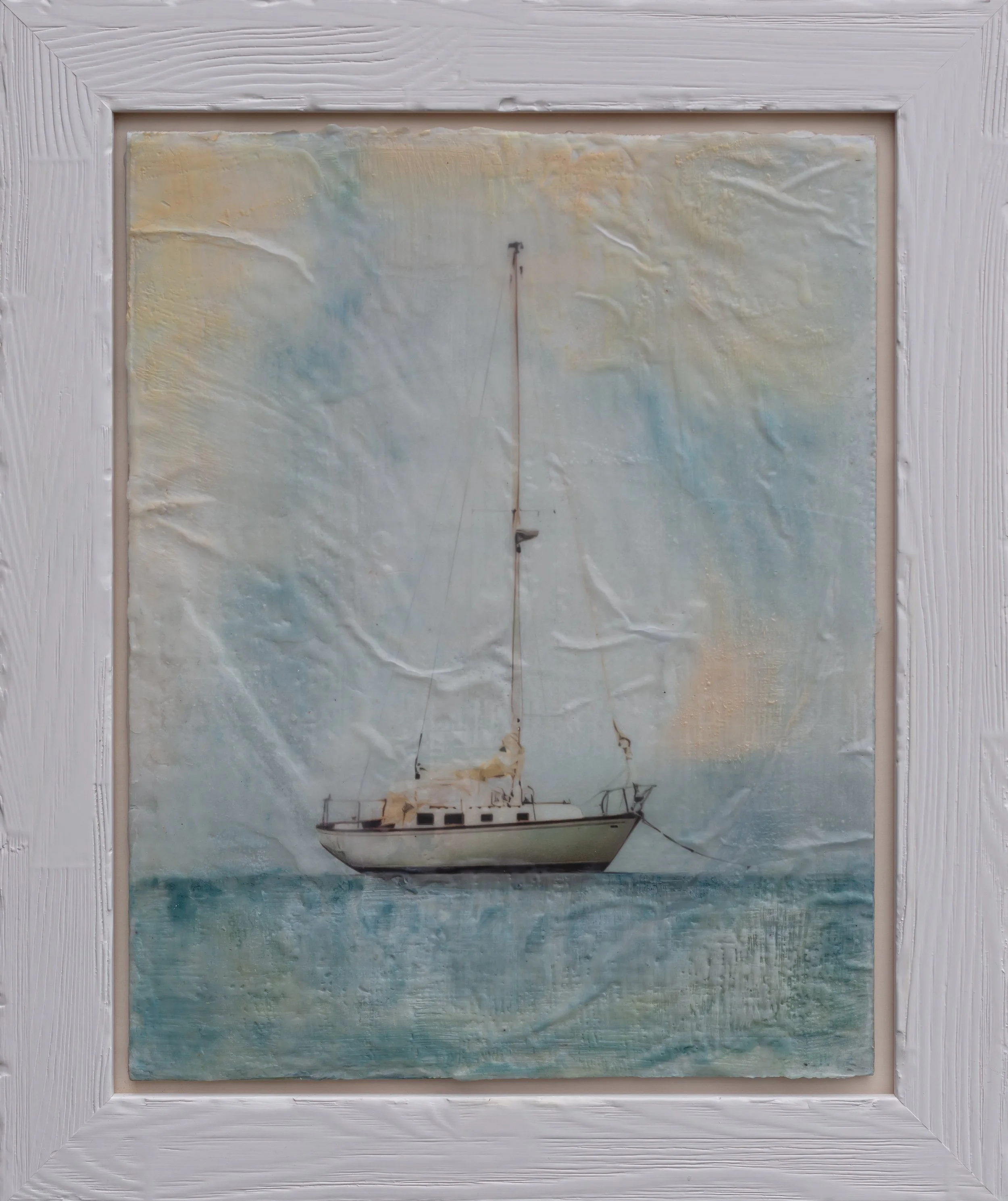 Serenity at Sea: Sailboat Photo Encaustic Art