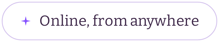 Text that reads 'Online, from anywhere' with a small star icon