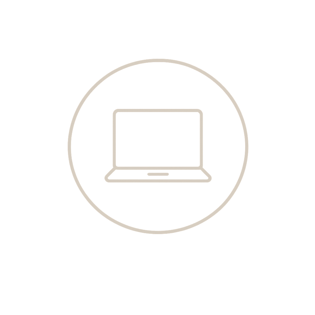 Icon of a laptop inside a circle.