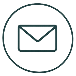 Icon of a letter envelope inside a circle representing email or messaging
