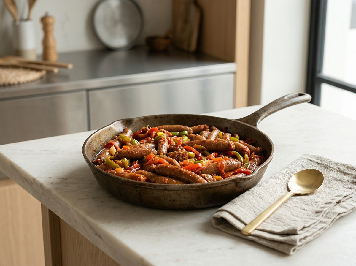 Alexandrian-style sausages with bread or pasta