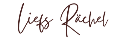 Tekstafbeelding met de woorden 'Liefst Rachel' in sierlijk, rood schrift