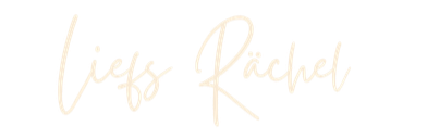 Afbeelding met de tekst 'Liefs Rachel' in sierlijk schrift.