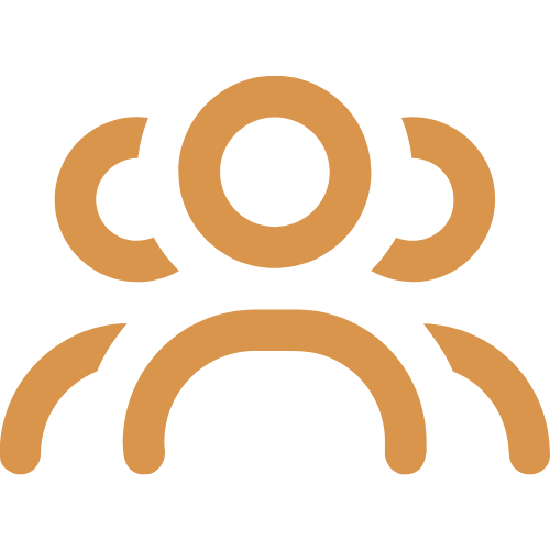 Icon of a person with a circle head and simple curved lines representing arms and shoulders in a minimalistic style.