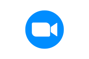 Zoom logo with a camera icon inside a blue circle