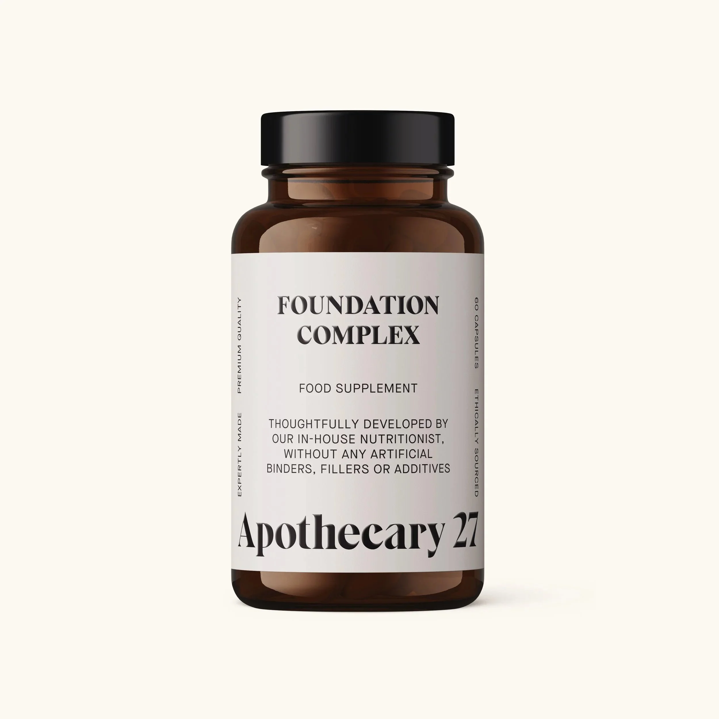 Apothecary 27 Foundation Complex multivitamin, amber glass bottle