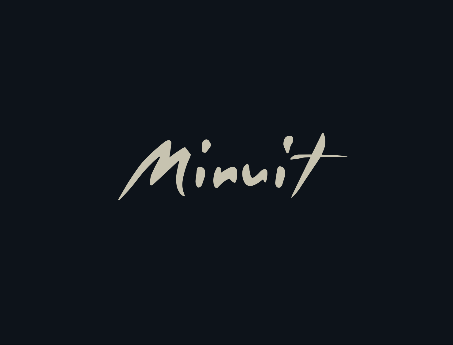 Black background with beige handwritten-style text reading 'Miruit'