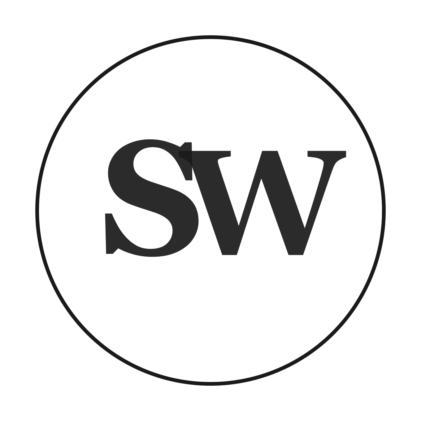 A black circular logo with the letters 'SW' in the center.