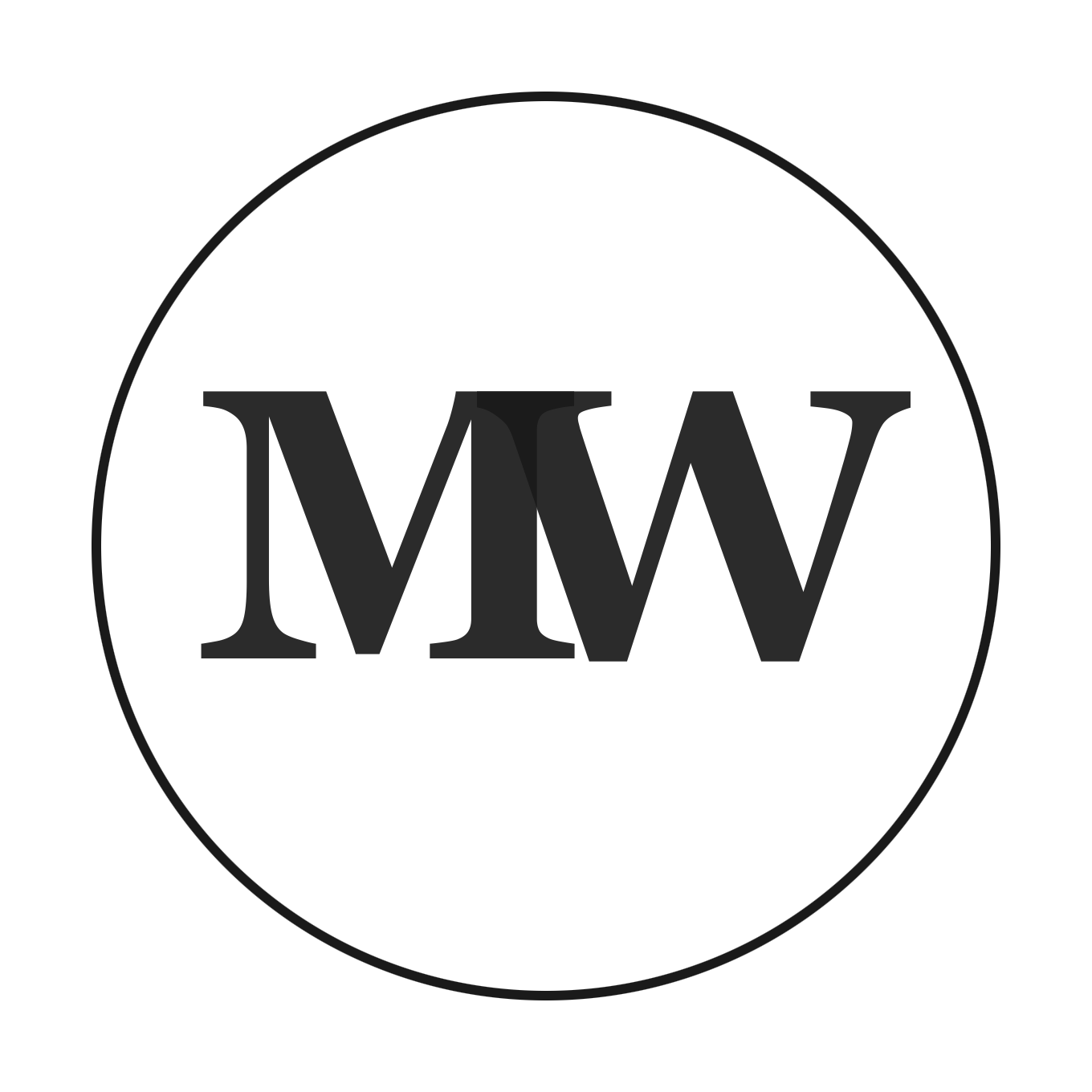 Black circular logo with the initials 'JMW' in the center.