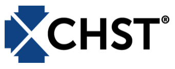 Logo of CHST with a blue geometric design and the word 'CHST' in black