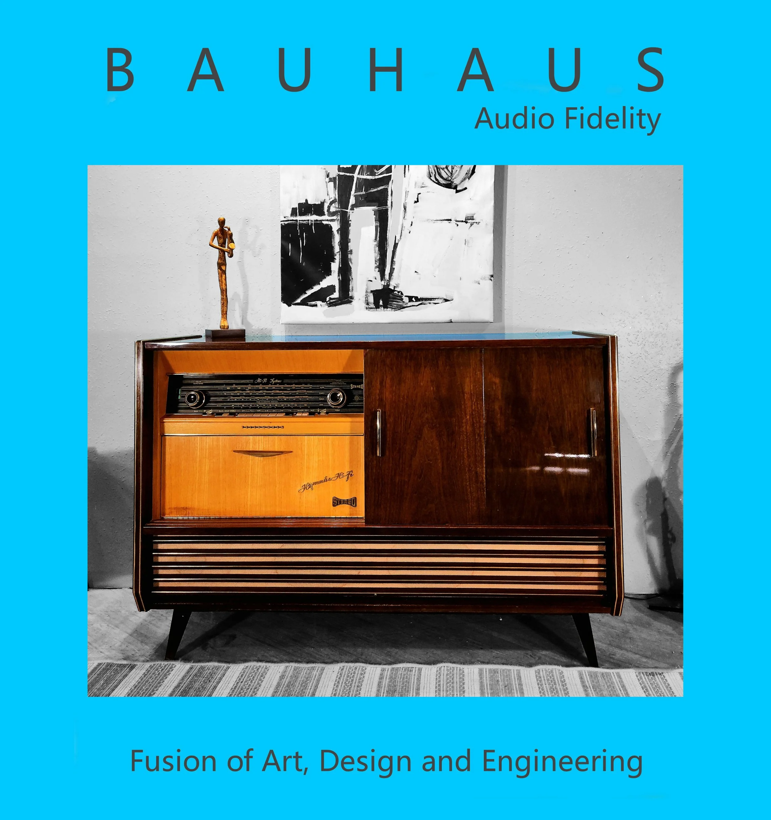 1958 Telefunken Hymnus tri door mid century modern stereo console record player espresso