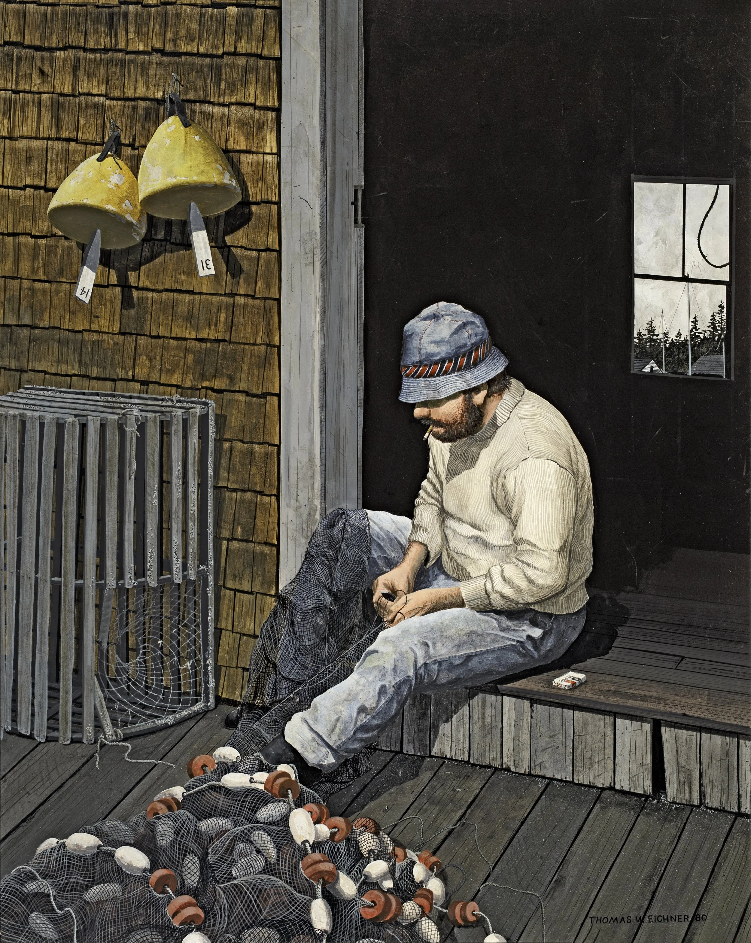 Maine Fisherman Mending Nets
24"30"
Acrylic on Panel