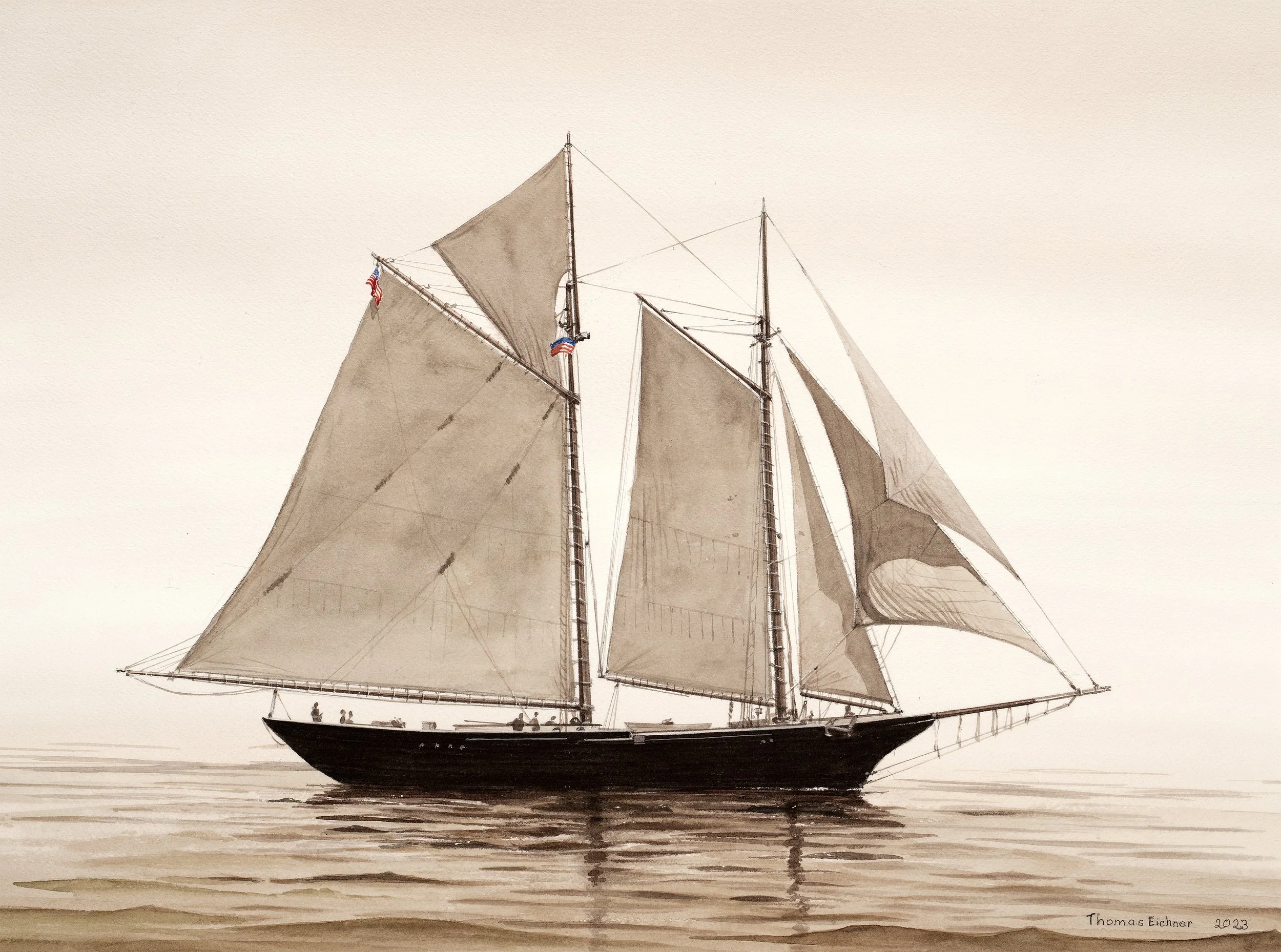 Scooner 16"x20" Watercolor