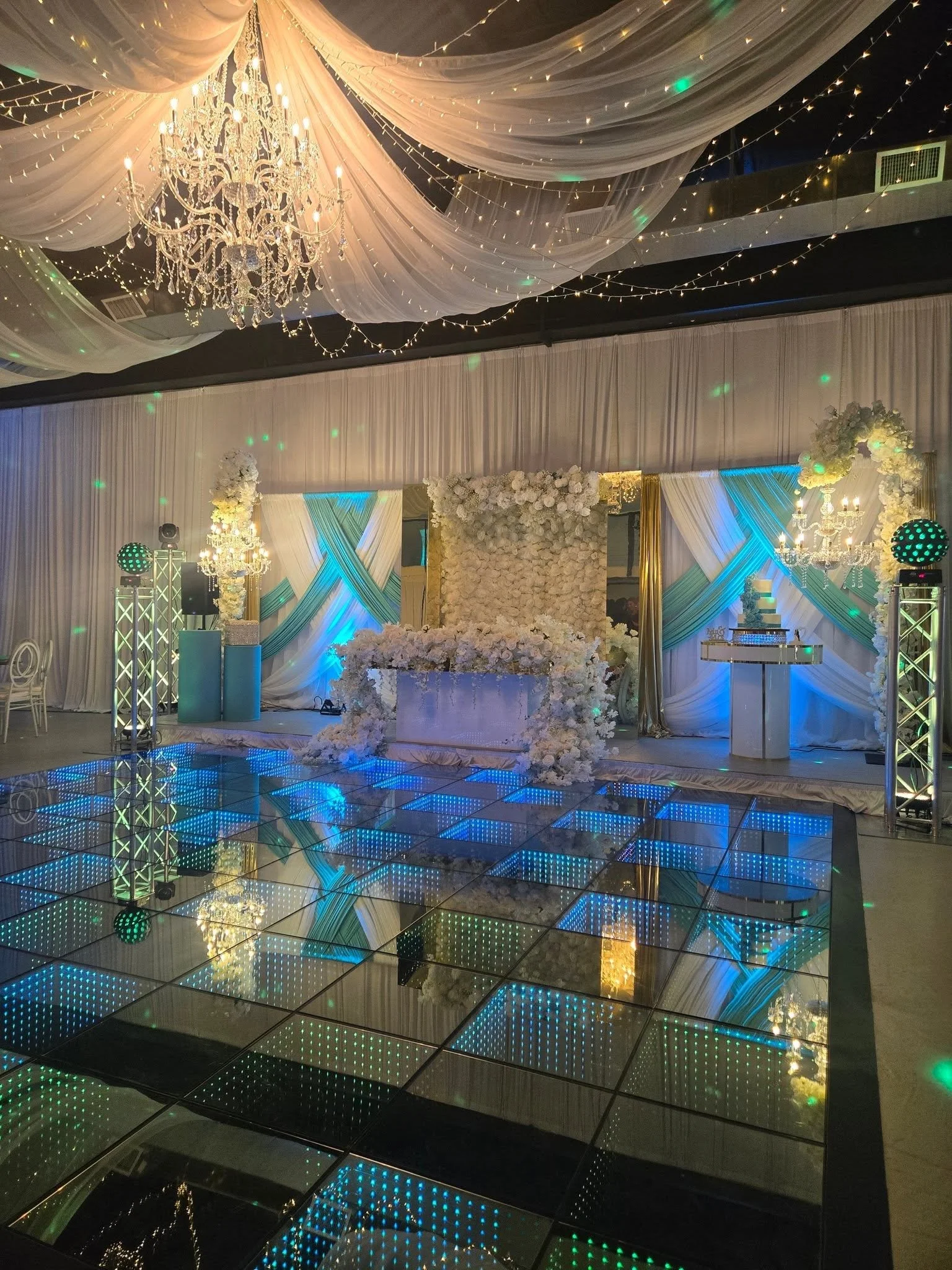 The dance floor with blue theme