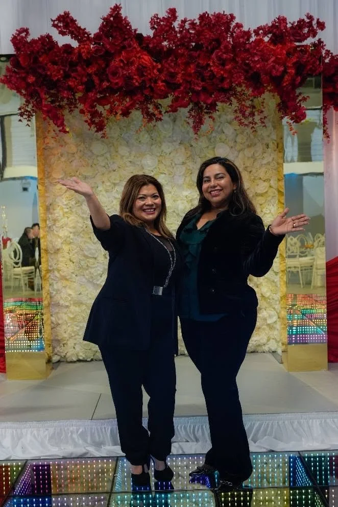 Two women smiling