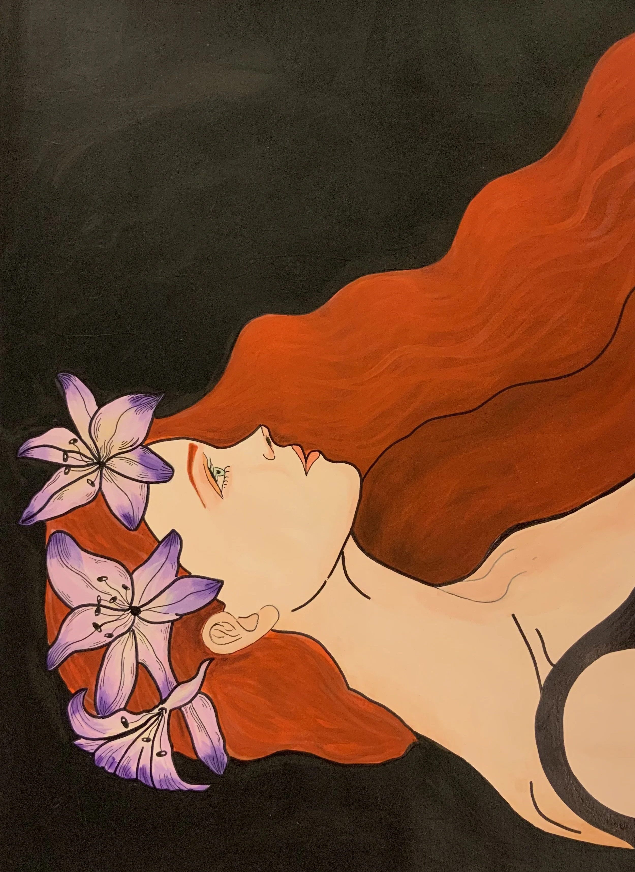 Girl with Purple Flower in Hair