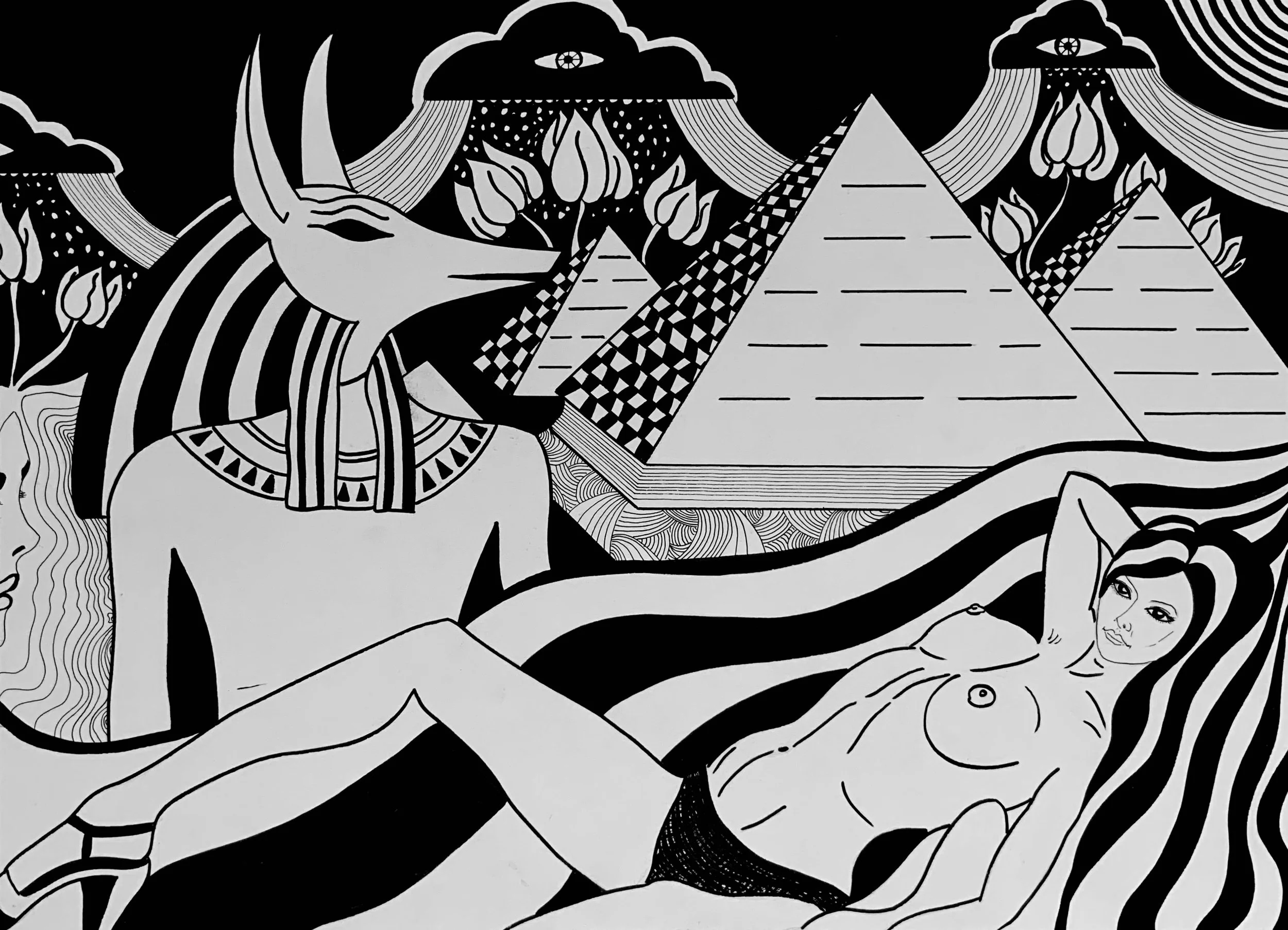 Egyptian lady with Anubis