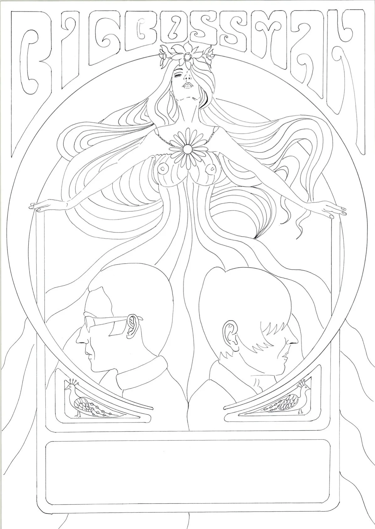 Big Boss Man Nouveau line drawing