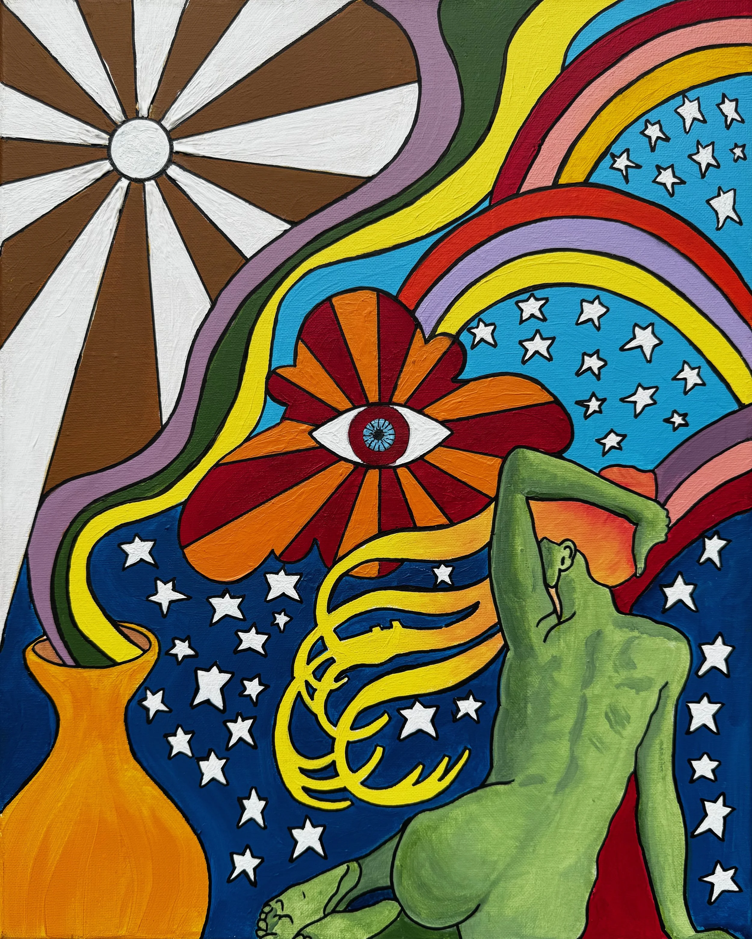 Green lady sixties rainbow