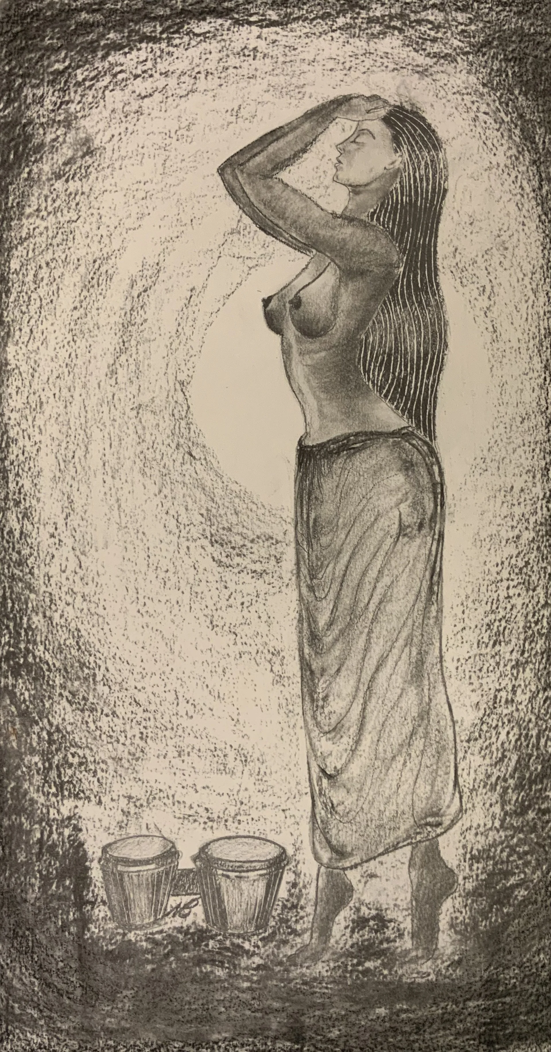 Nude with bongos