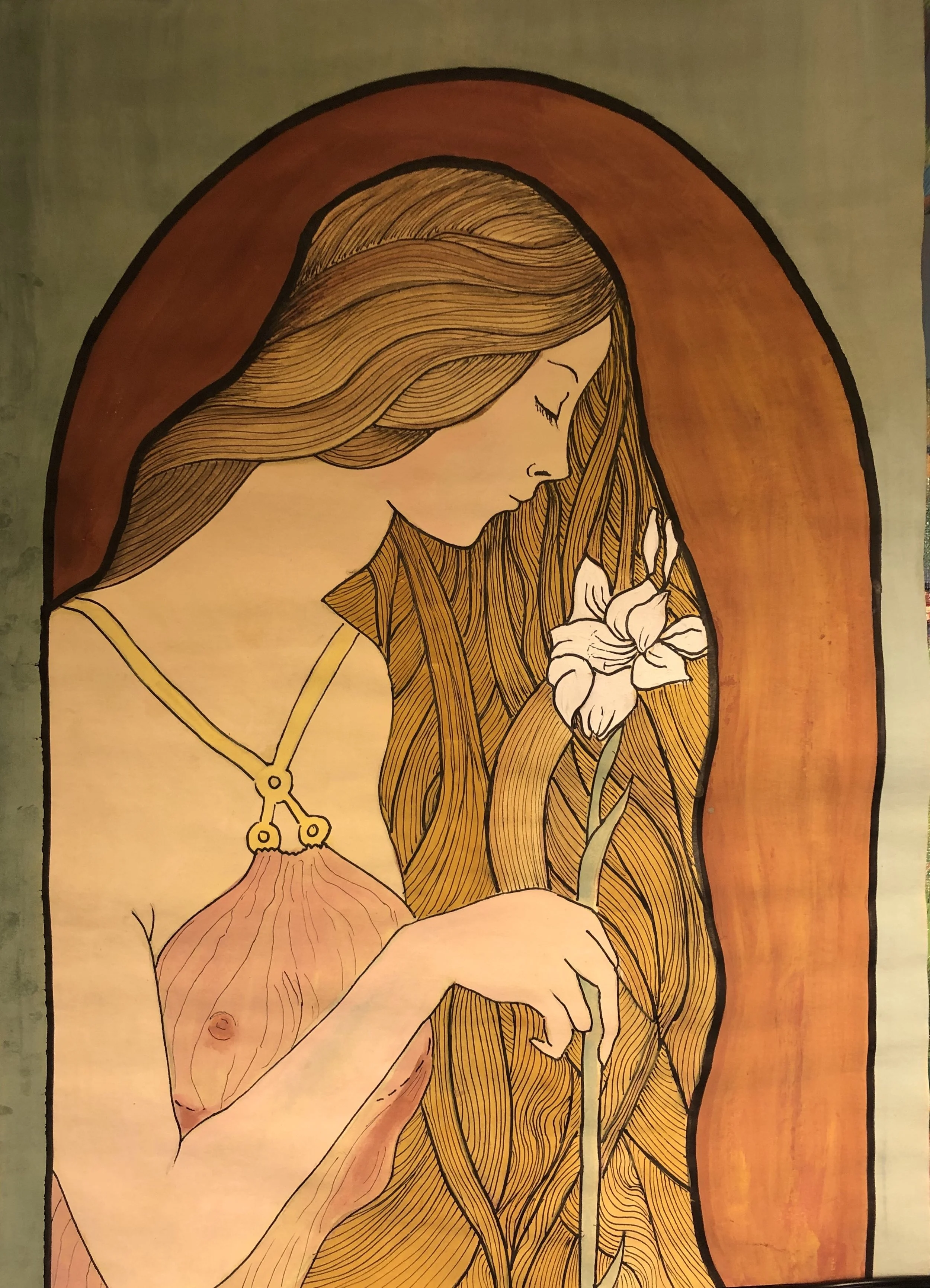 Girl with white flower