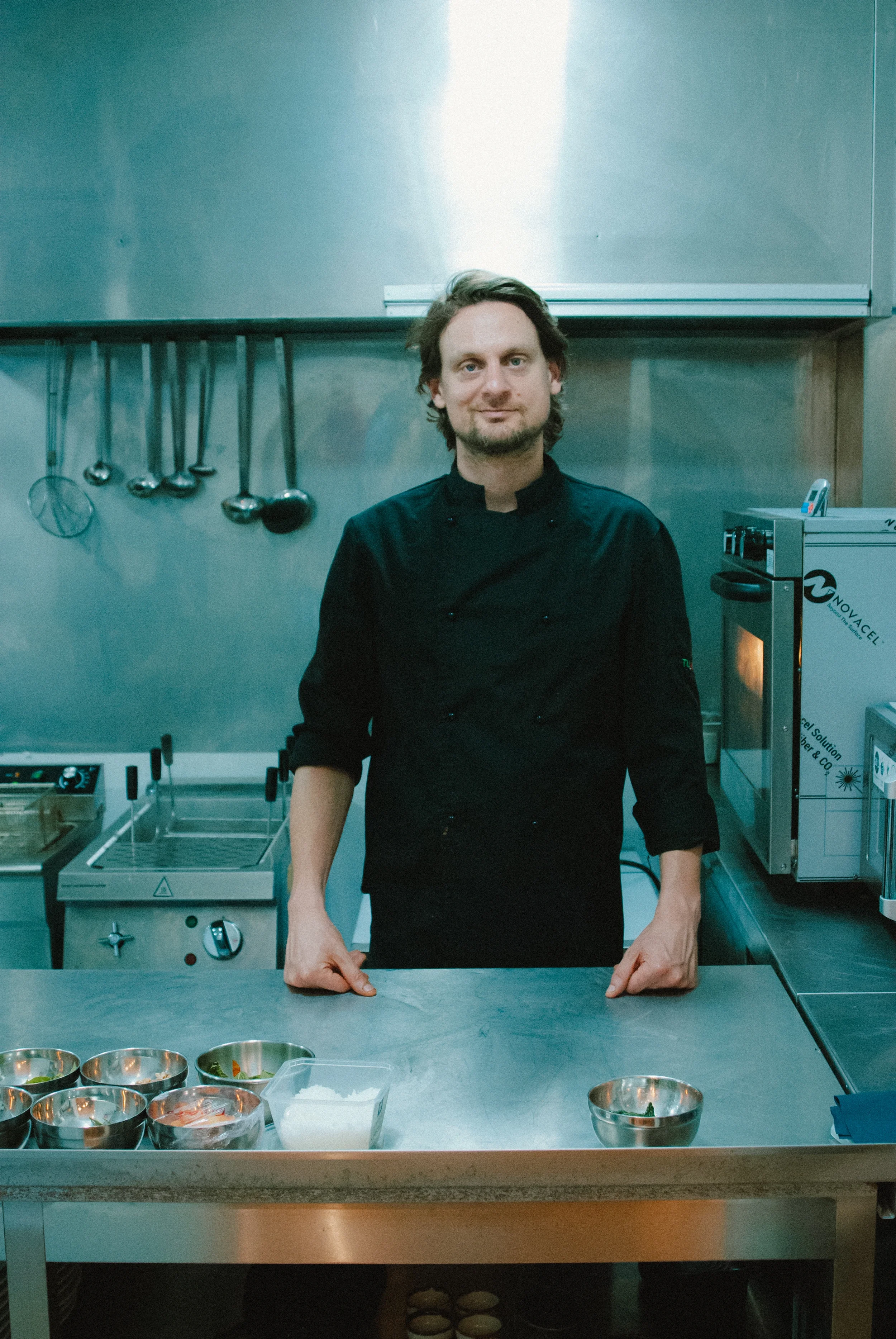 Salvatore Montella, the Italian culinary consultant who shaped VERA's concept and menu, in the kitchen.