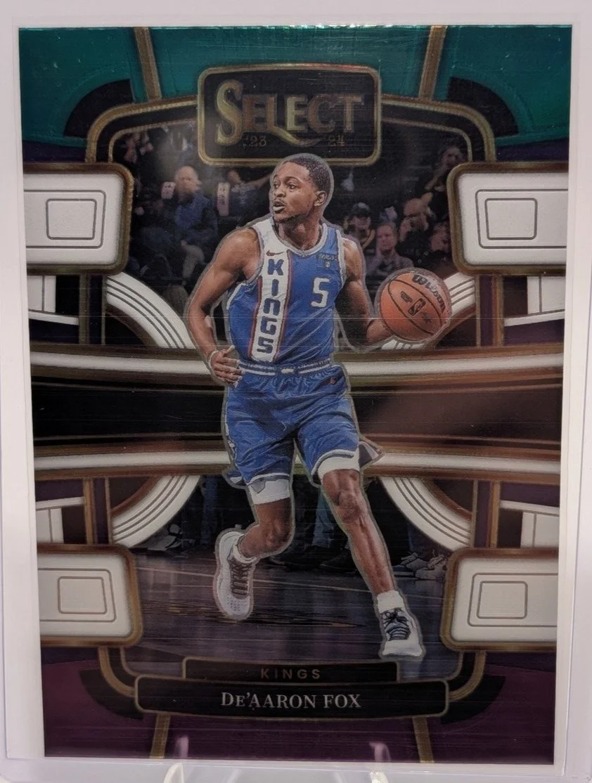 Front of 2023-24 Panini Select De'Aaron Fox #49 Sacramento Kings