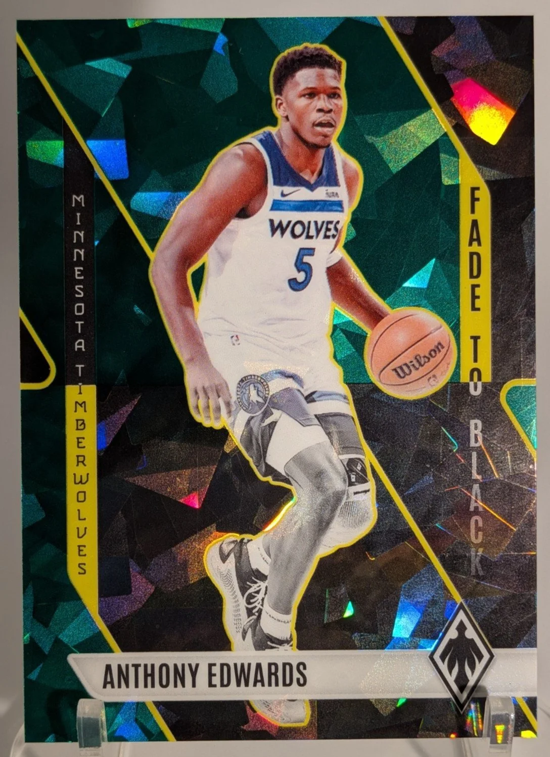 Front of 2023-24 Panini Phoenix Anthony Edwards Green Ice #19 Timberwolves /149