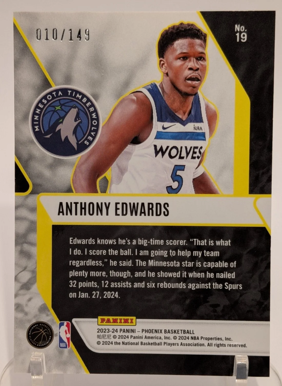 2023-24 Panini Phoenix Anthony Edwards Green Ice #19 Timberwolves /149 - photo 7