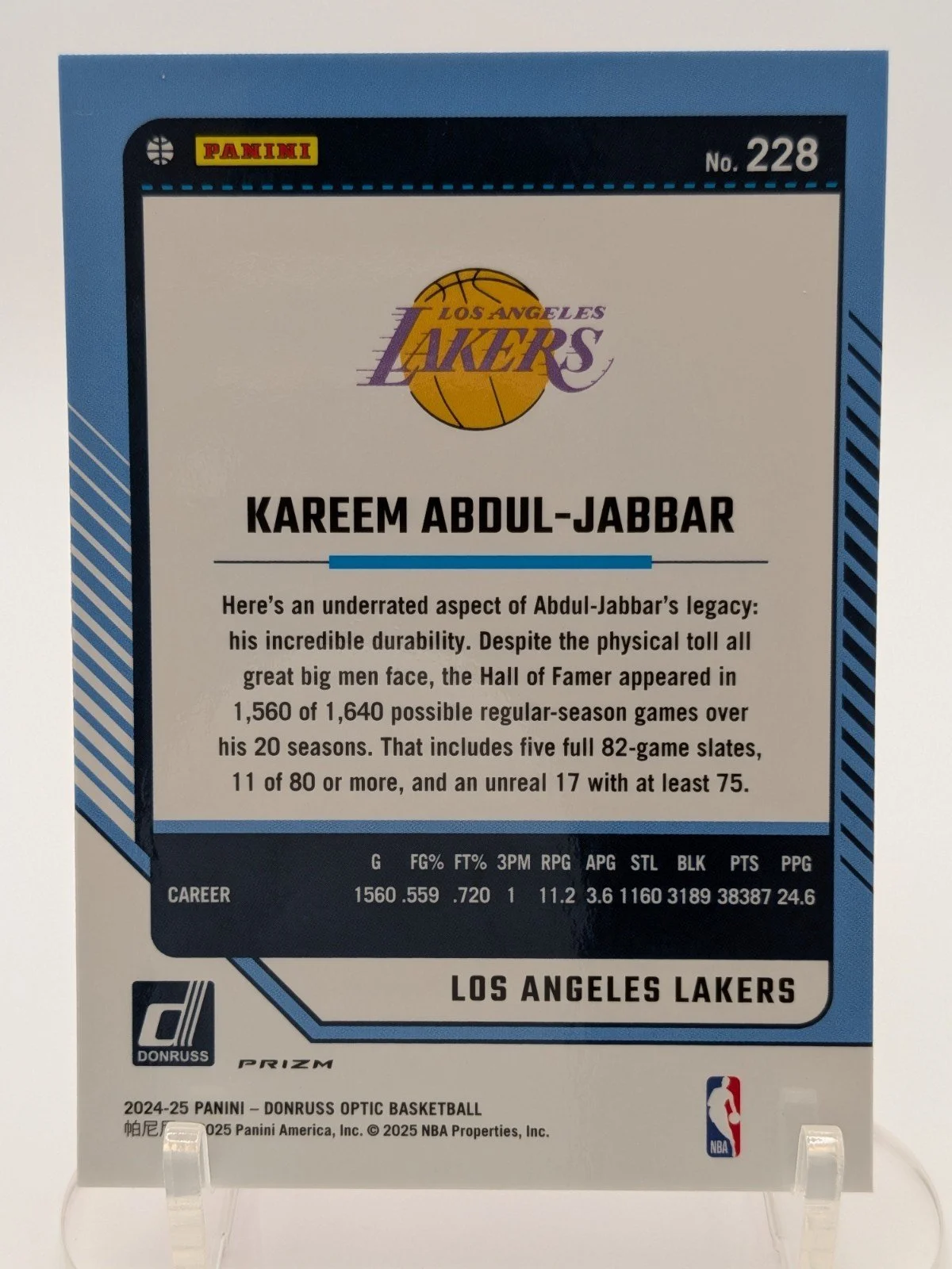 2024-25 Donruss Optic Kareem Abdul-Jabbar pink #228 Los Angeles Lakers - photo 7