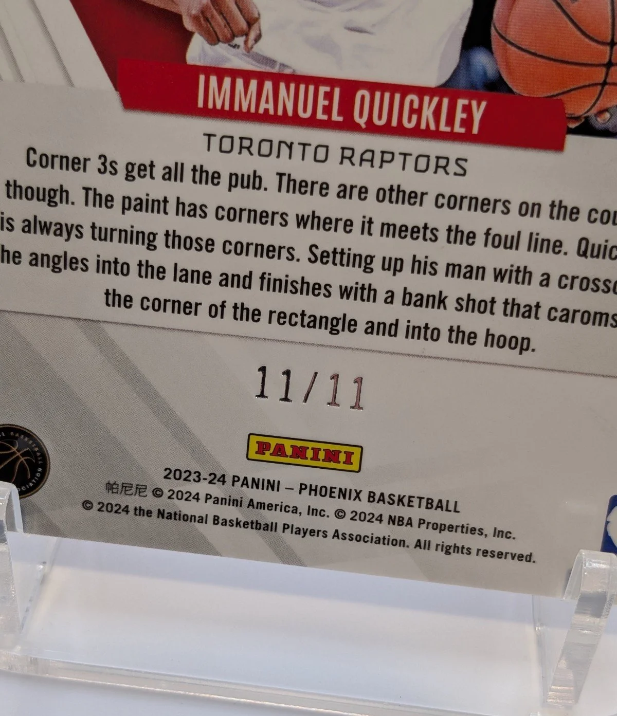 2023-24 Panini Phoenix Immanuel Quickley RED PANDORA #7 SSP FOTL Raptors 11/11 - photo 2