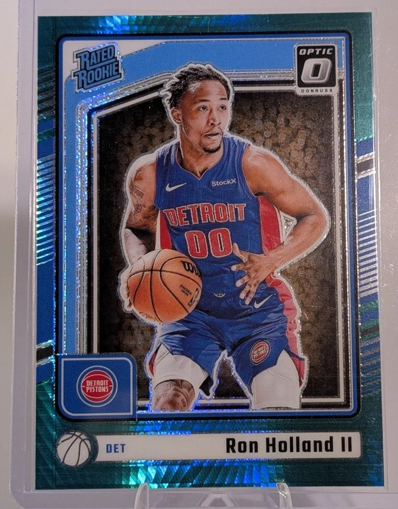 Front of 2024-25 Donruss Optic #291 Ron Holland II Hyper Green #/249