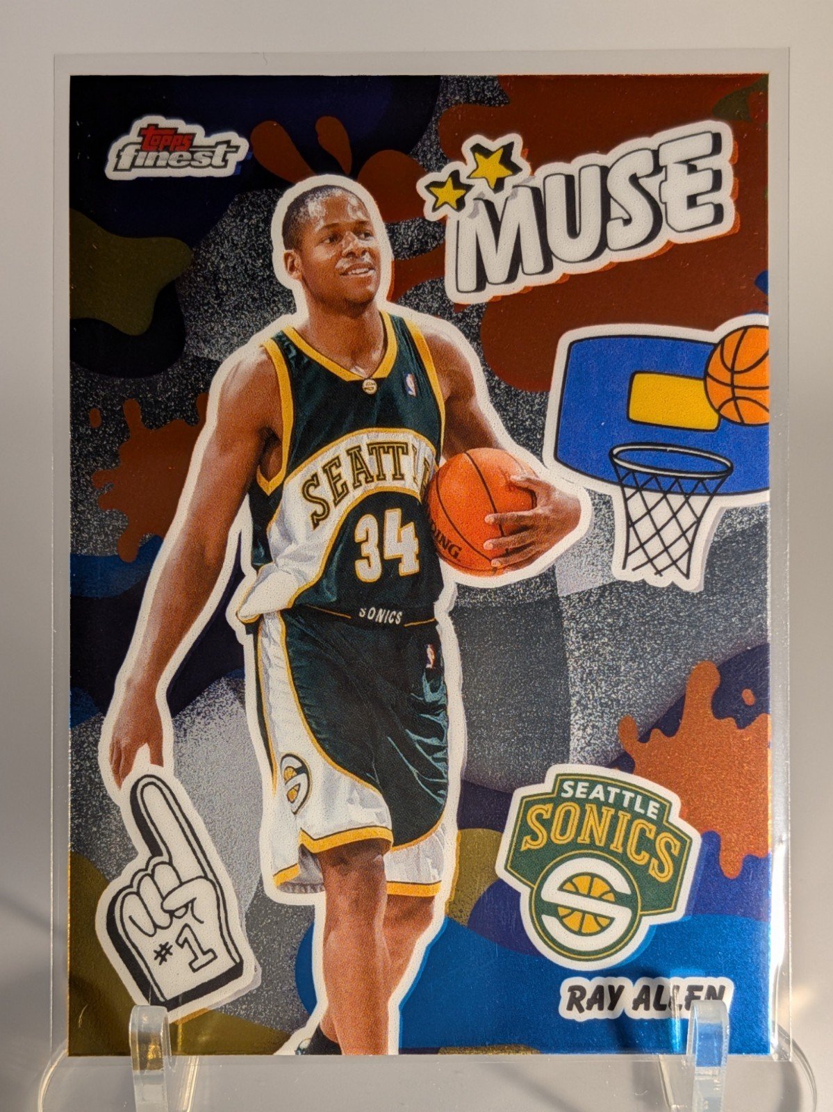 Front of 2025-26 Topps Finest Ray Allen #M-11 Sonics