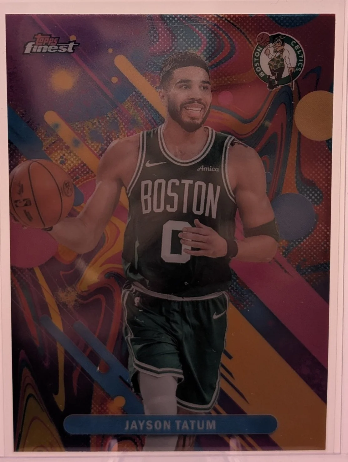Front of 2025-26 Finest #21 Jayson Tatum Oil Spill