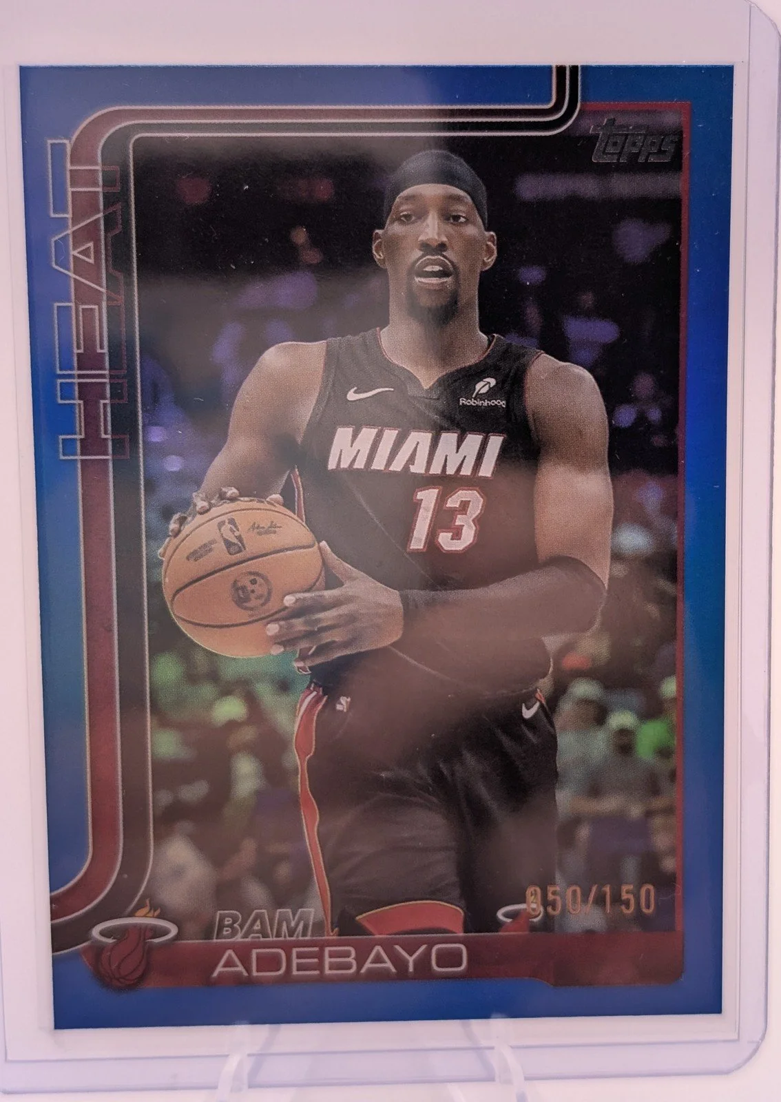 Front of 2025-26 Topps #75 Bam Adebayo Blue Rainbow #/150