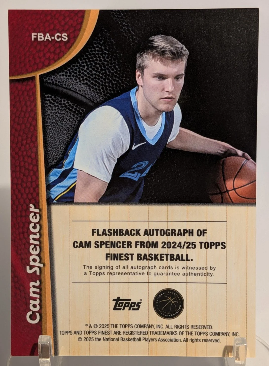 Back of 2024-25 Finest #FBA-CS Cam Spencer Flashback Autographs