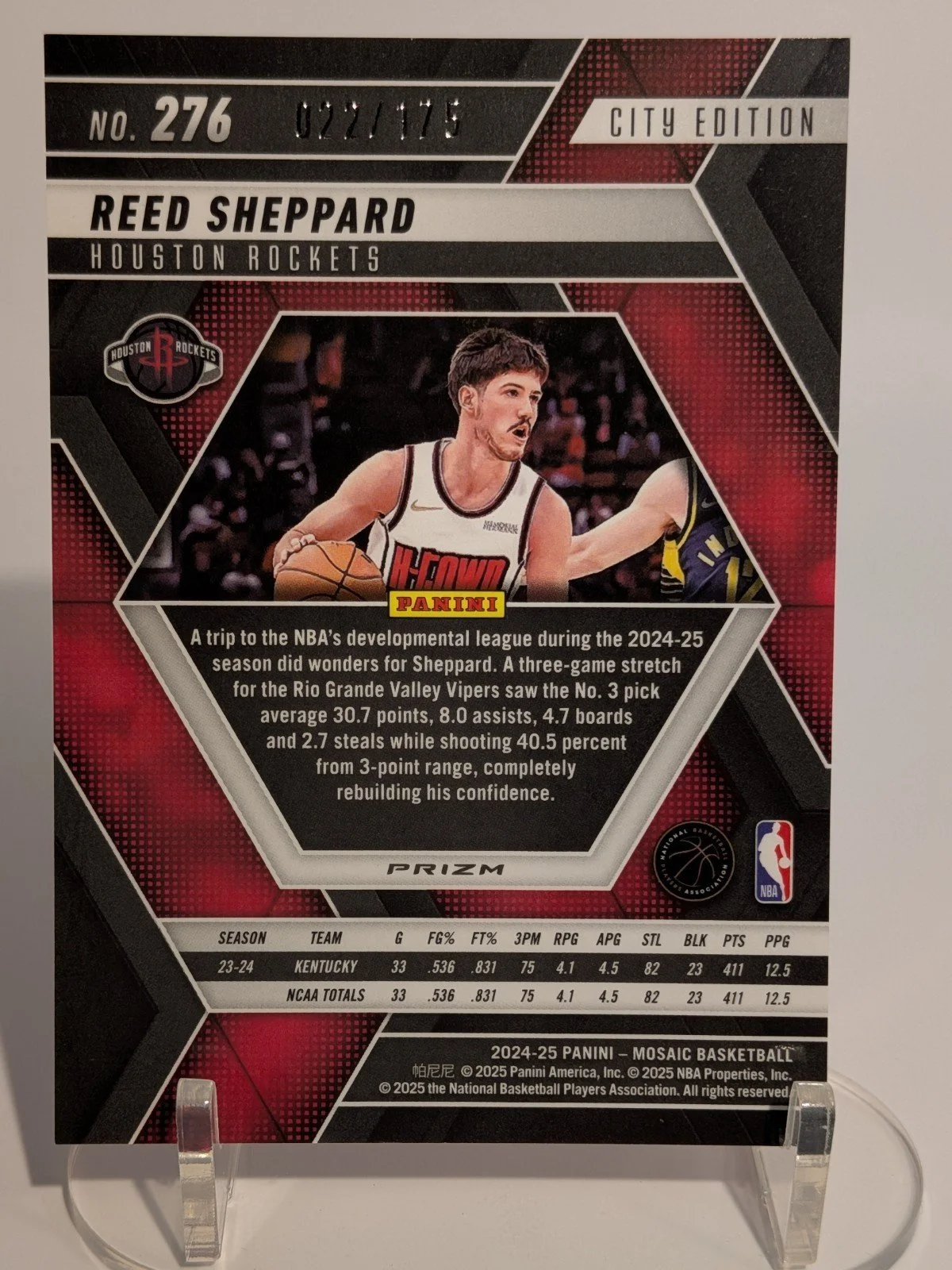 2024-25 Panini Mosaic #276 Reed Sheppard Pink Mosaic #/175 - photo 3