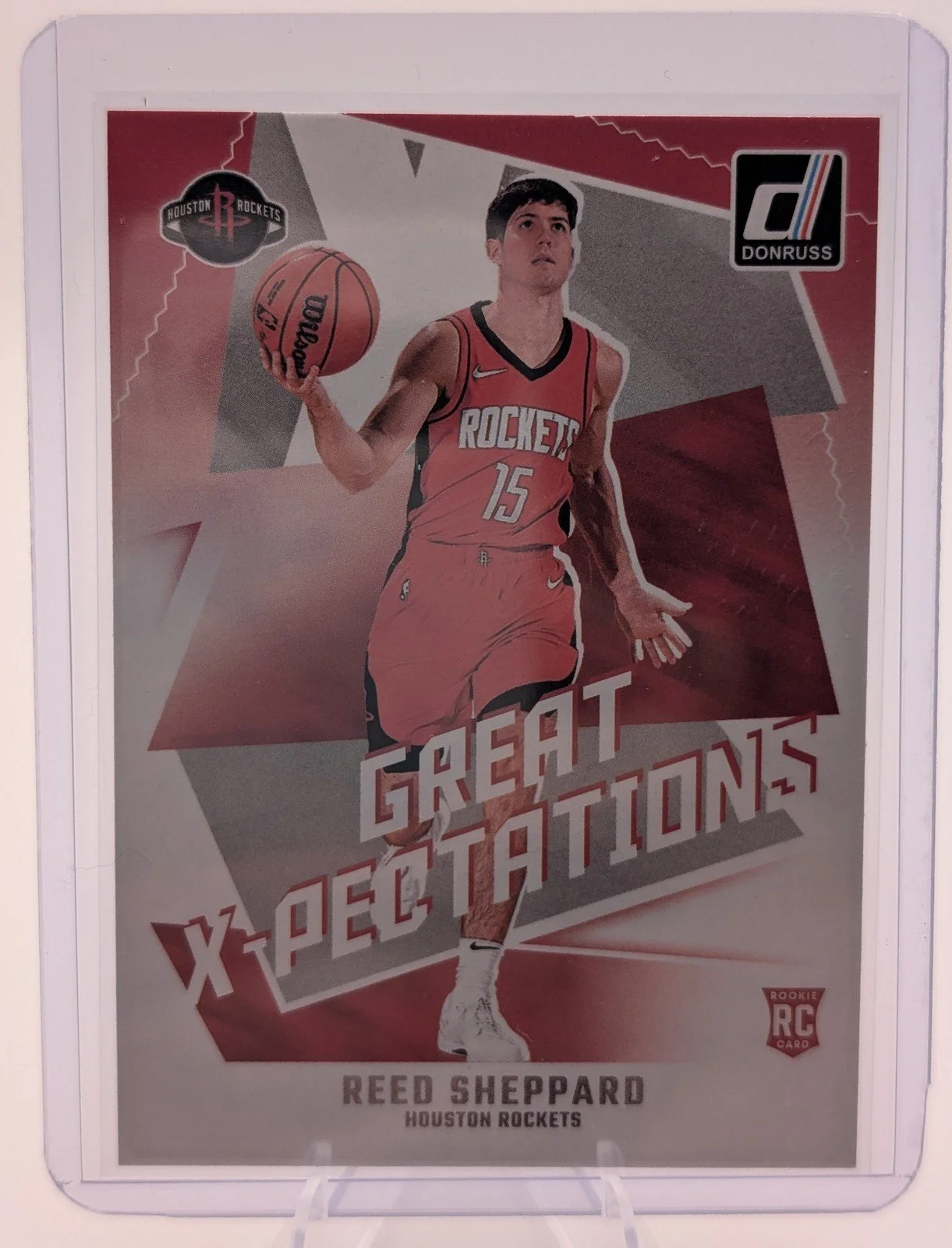 Front of 2024-25 Donruss #15 Reed Sheppard Great X-Pectations Rookie (RC)