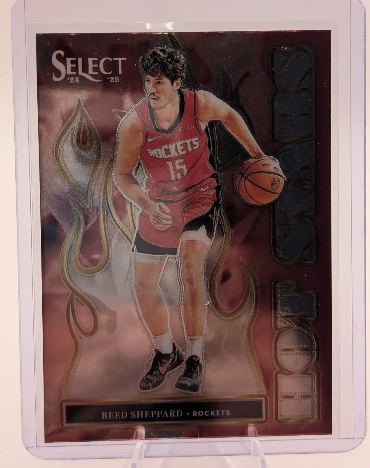 Front of 2024-25 Panini Select #6 Reed Sheppard Hot Stars