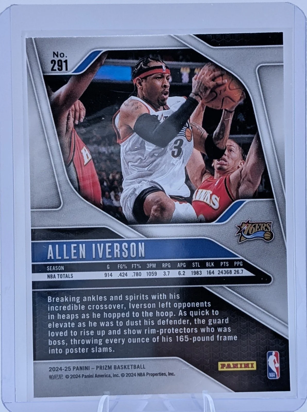 Back of 2024-25 Panini Prizm #291 Allen Iverson