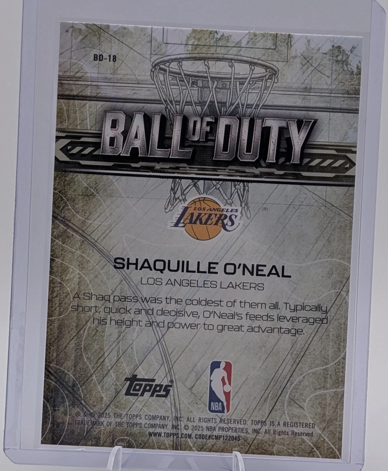 Back of 2025-26 Topps Chrome #BD-18 Shaquille O'Neal Ball of Duty