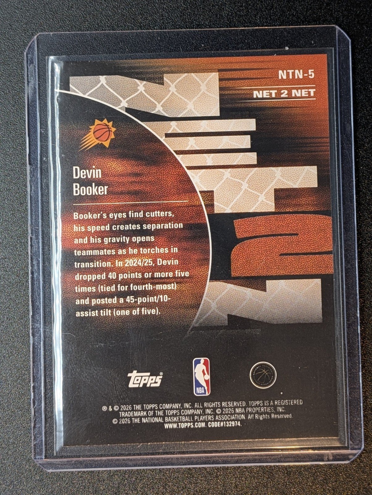 Back of 2025-26 Hoops #NTN-5 Devin Booker Net 2 Net