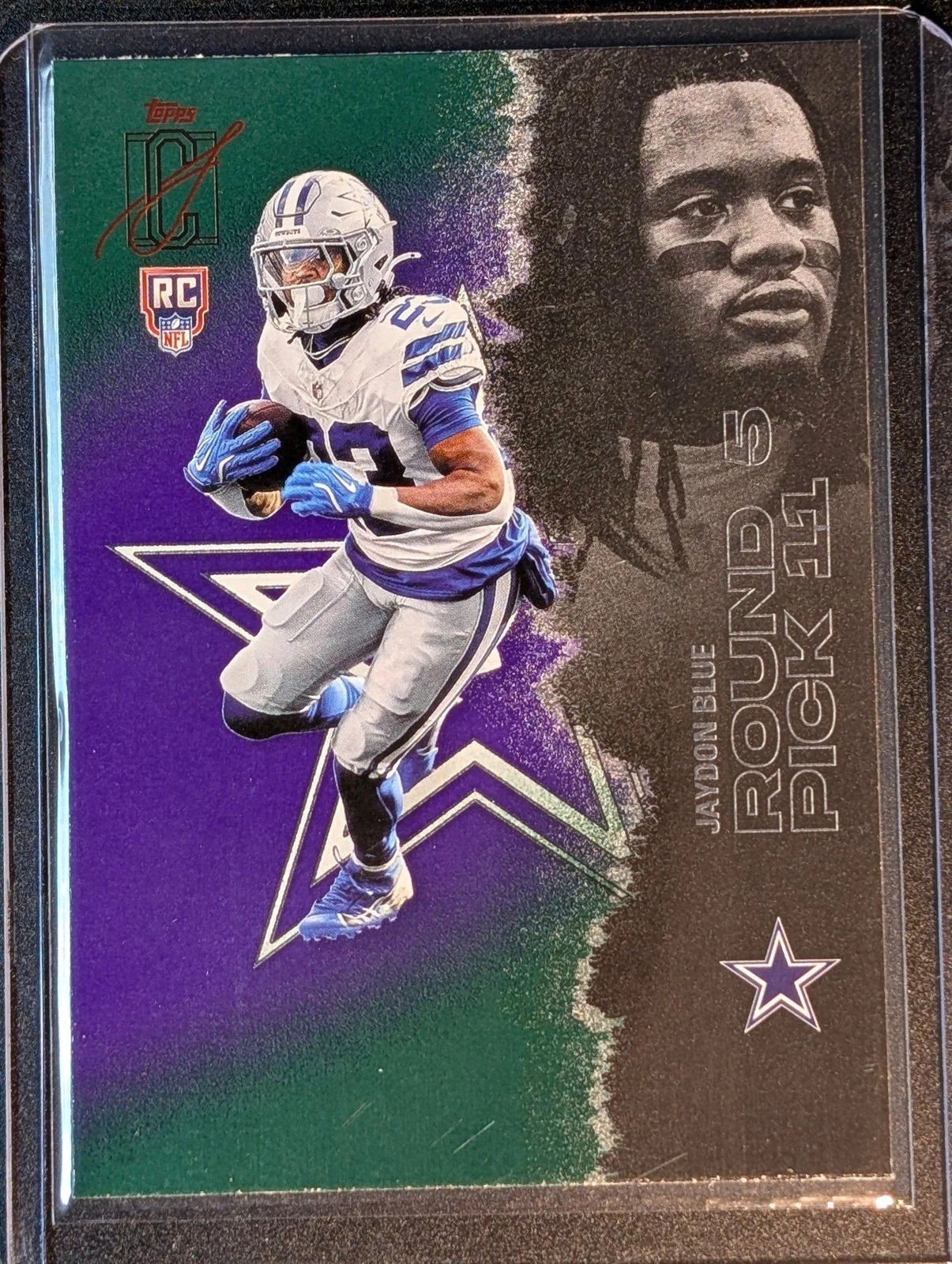 Front of 2025 Topps Signature Class #225 Jaydon Blue Green & Purple