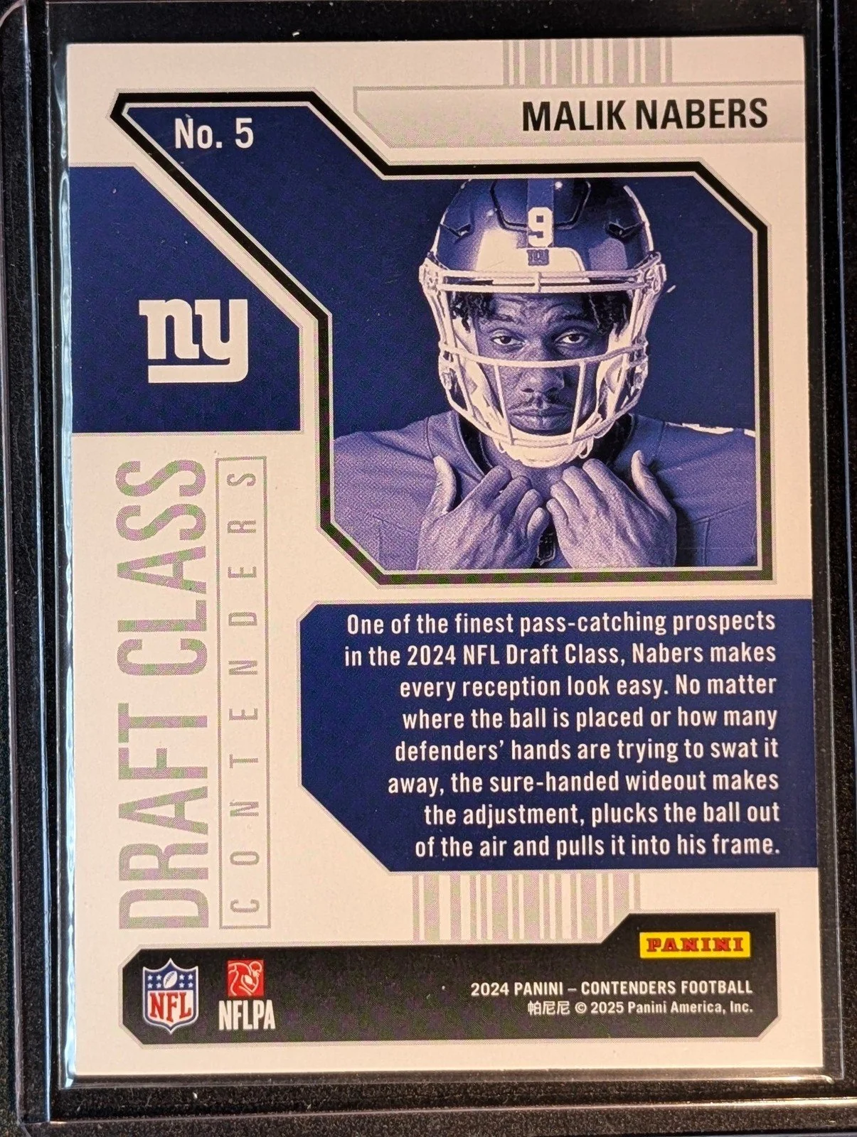 Back of 2024 Panini Contenders #5 Malik Nabers Draft Class Contenders Rookie